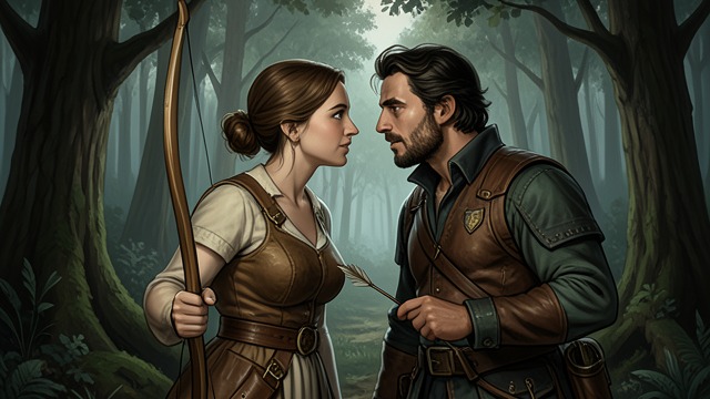 The Arrow and the Kiss from "L'Amour et les Forêts". The Arrow and the Kiss A Lesson in Attention Christian teaches Bénédicte to use his longbow.