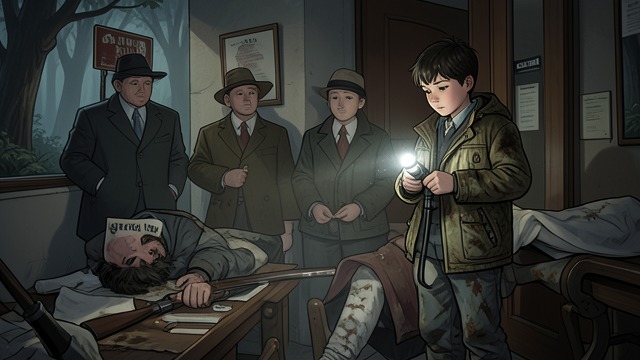 The Boy at Closing Time from "The Devil All the Time". An Unexpected Witness A child seeking help On the night Willard Russell dies, Hank sees Arvin Eugene Russell approaching the store with a flashlight.