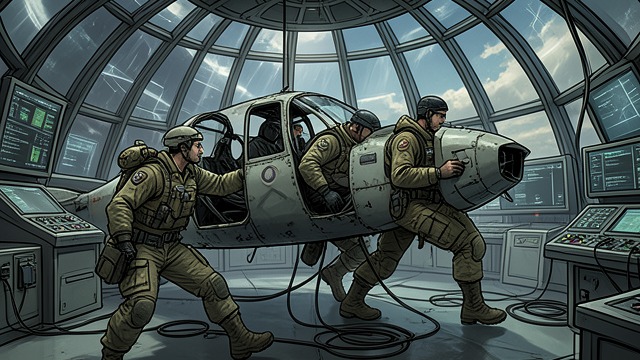 The Drone Command Center from "Strike". The Drone Command Center A hidden vulnerability Kenny Sokol’s team enters the future-side dome and moves to seize the command center controlling the drones.