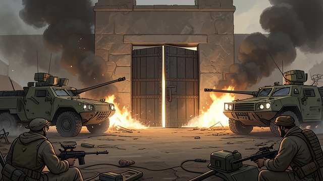 The Ground Assault from "Strike". The Ground Assault A contested perimeter Retro forces bring antiaircraft weapons to bear on the advancing SYLO vehicles.