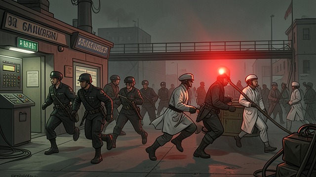 The Two-Front Defense from "Strike". The Two-Front Defense One team takes the drones Sokol’s commandos seize the future-side control center while Sounders move the nuclear device toward the dome.