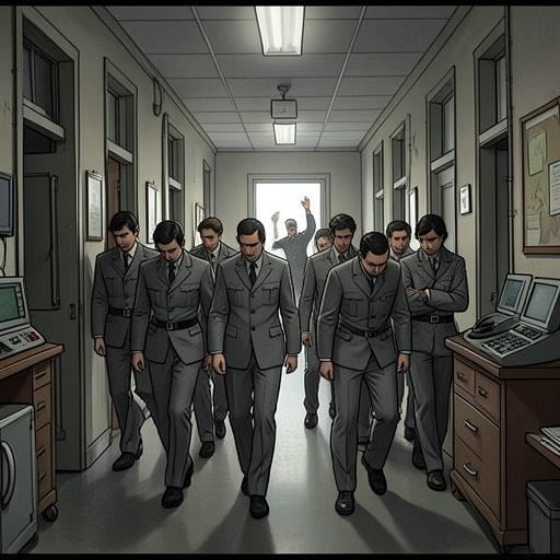 The Prison Camp’s Human Resistance from "Strike". The camp’s numbered workers move from enforced silence toward covert solidarity, costly protest, and a brief chance to escape.