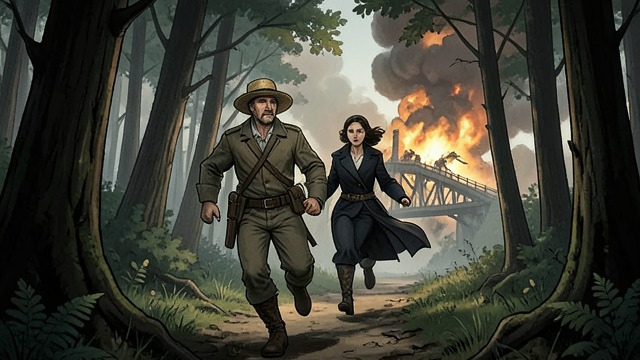The Bridge Explodes from "Out Stealing Horses". The Bridge Explodes An Alarm at the River A German motorcyclist recognizes danger and rides toward the bridge.