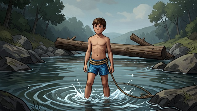 A Jam in the River from "Out Stealing Horses". A Jam in the River The Logs Stop Moving Trond and his father discover timber jammed between rocks in a low stretch of river.