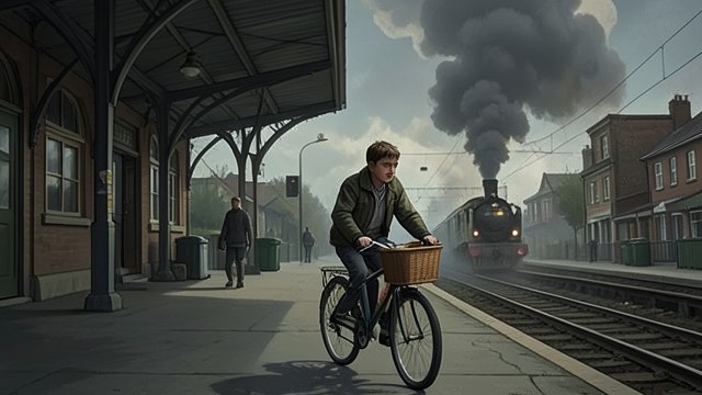 The Empty Station from "Out Stealing Horses". The Empty Station Waiting for the Train Trond rides his bicycle to Østbane Station again and again, expecting his father to arrive from Elverum.