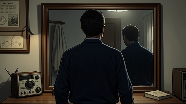 镜子与自我,《偷马》中的场景。镜子与自我 对被取代的恐惧 特朗德梦见了自己的第一任妻子,也害怕自己会变成马格利特画中只能看见后脑勺的人。这个形象暗示着一个无法认出自身生活的自我。 一个没有答案的问题 他不确定自己是否曾是自己故事的主角,抑或另一个人占据了他的位置。这种恐惧也呼应了他对父亲和拉尔斯始终未解的疑问。