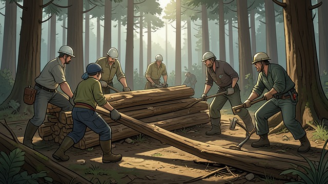 The Work Rhythm from "Out Stealing Horses". The Work Rhythm Time Made Physical The workers fell, trim, and stack timber through long days.