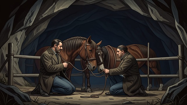 The Quiet Horses at Camp from "Out Stealing Horses". The Quiet Horses at Camp A Night Under the Cliff Trond and his father tie their horses in a makeshift corral and sleep under an overhang.