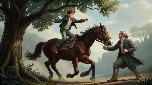 A Horse Becomes a Test from "Out Stealing Horses". A Horse Becomes a Test A Leap from the Tree Trond attempts to land on a running horse while Jon drives the animals through the paddock.