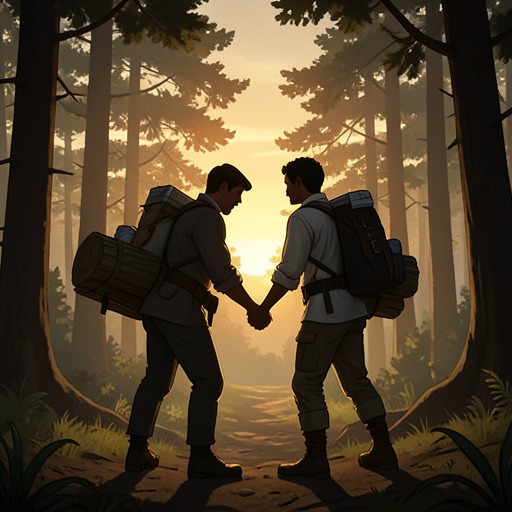 A Father and Son in the Forest from "Out Stealing Horses". The shared work and adventure of Trond and his father create a powerful bond that cannot prevent their eventual separation.