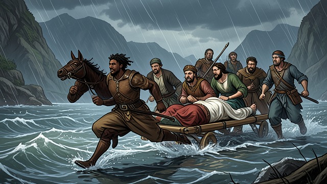 Flight from the Church from "The Hunchback of Notre Dame". A Small Survivor Escape amid tumult During the confusion surrounding the attack on Notre-Dame, Djali follows the people carrying Esmeralda away.