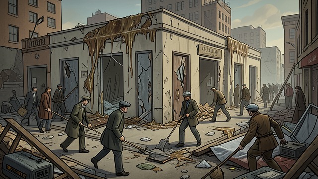 A City Awake from "The Hunchback of Notre Dame". Morning After Violence Signs of disorder The city awakens to damaged doors, melted lead, and the aftermath of a failed assault.
