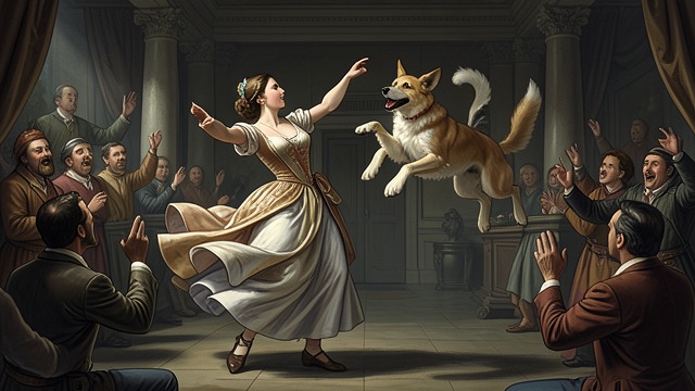 A Performer Labeled Witch from "The Hunchback of Notre Dame". Entertainment and Suspicion A popular act Esmeralda dances and Djali performs tricks before an approving crowd.