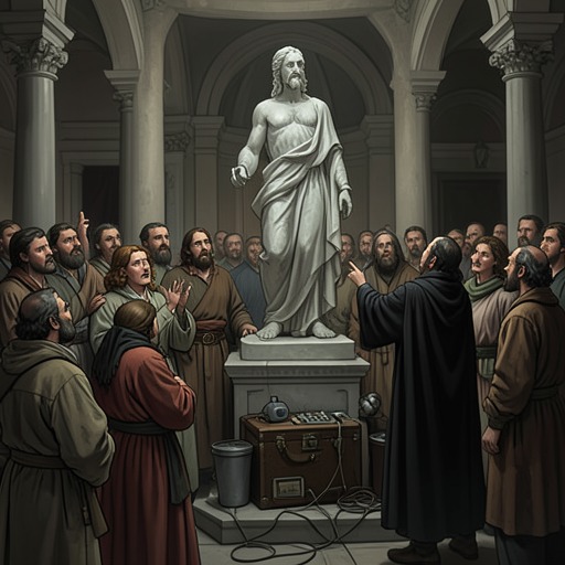 The Violence of False Belief from "The Hunchback of Notre Dame". This thematic thread traces how anti-Romani prejudice and magical thinking shape the crowd’s response, the trial, and Esmeralda’s fate.