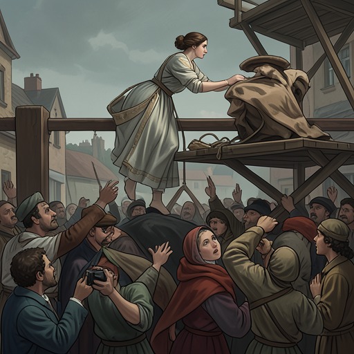 The Sanctuary and the Scaffold from "The Hunchback of Notre Dame". This central plot traces Esmeralda’s passage from celebrated performer to condemned fugitive, temporary sanctuary, and execution.