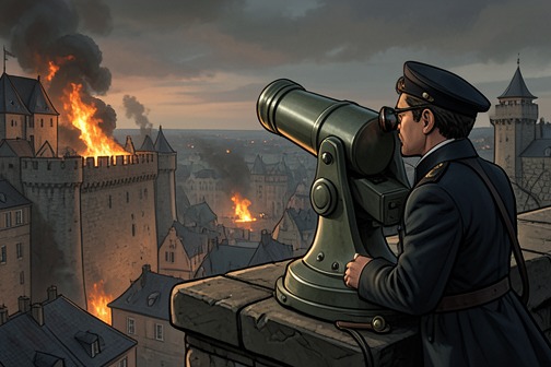 The 1944 bombardment of Saint-Malo from "All the Light We Cannot See". The 1944 bombardment of Saint-Malo is seen from across the water by Reinhold von Rumpel, who watches the city burn from a periscope turret inside La Cité…