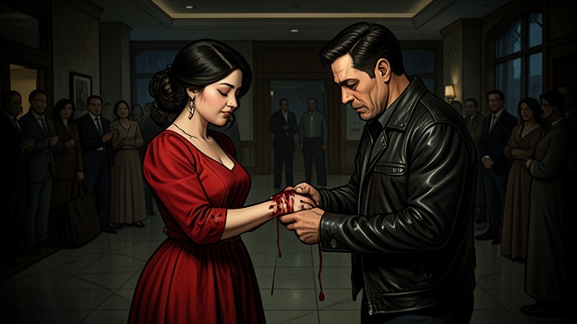 A Body at Risk from "Chowringhee". The Cost of Spectacle Injury Connie’s arm is scratched by a spectator, and Harry tends the wound backstage.