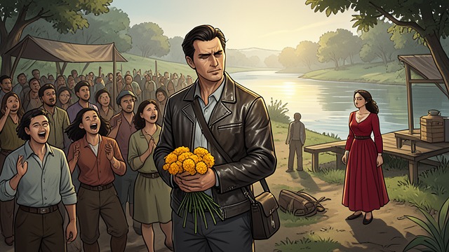 The Morning Song from "Chowringhee". A Moment of Belonging Encounter Harry joins people singing devotional songs near the Ganges and returns with marigolds.