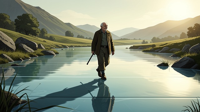The River Crossing from "Life After Life". A Boundary in Beauty Walking Across An elderly man remembers walking across a river with a surface smooth as glass.