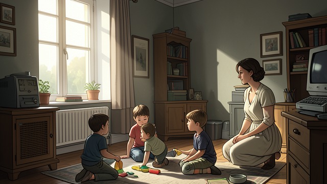 A Mother’s Concern from "Life After Life". Love Beyond Recognition Children Unaware A woman sees a spirit trying to reach children in a house.
