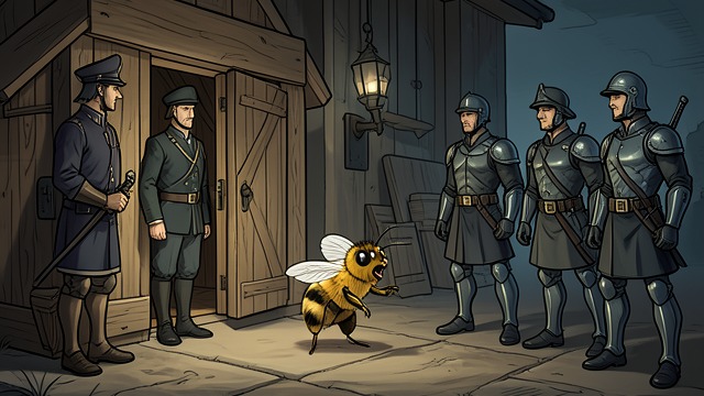 The Law at the Gate from "The Adventures of Maya the Bee". A Protected Threshold Permission Required The sentinels stop Maya because a bee cannot enter a strange city without the queen’s consent.