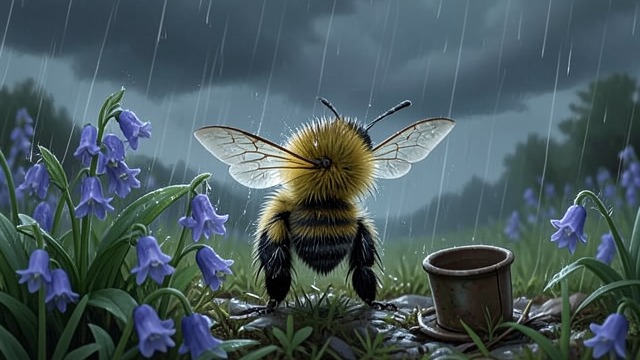 A Rainbound Refuge from "The Adventures of Maya the Bee". A Stranger in the Rain Exposure and Memory The rain introduces Maya to the physical vulnerability of life beyond the hive.