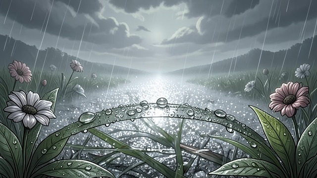 Rain on the Grass from "The Adventures of Maya the Bee". The World Transformed First Rain Maya watches rain bead on leaves and flowers, turning the landscape into a field of silver.