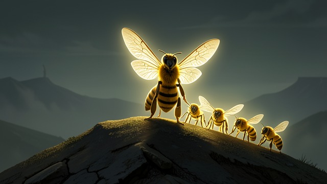The Queen’s Call from "The Adventures of Maya the Bee". Service Becomes Action Instructions from Above Helen VIII assigns the bees their positions and explains how the entrance will be defended.
