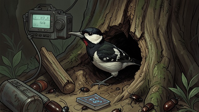 The Tongue in the Tunnel from "The Adventures of Maya the Bee". A Predator Beyond the Bark A Surprising Weapon Fridolin explains that a woodpecker’s long, sticky, barbed tongue can probe deep into beetle corridors.