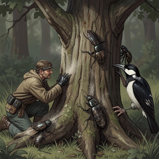 Fridolin’s Family and the Woodpecker from "The Adventures of Maya the Bee". Fridolin’s account of his industrious family and the woodpecker’s reach reveals the vulnerability hidden inside the bark beetles’ orderly domestic world.