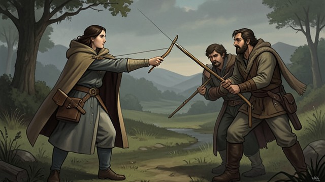 Felismena’s Defensive Force from "Diana". Felismena’s Defensive Force Force used to protect Felismena kills two attackers with arrows and defeats the third with her staff.