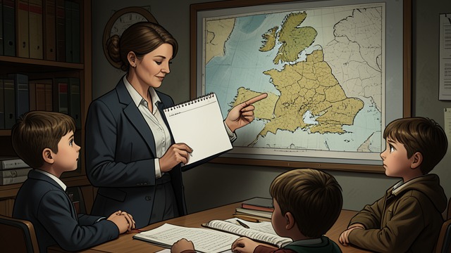 Miss Emily’s Map Lesson from "Never Let Me Go". Miss Emily’s Map Lesson A missing picture Miss Emily teaches about English counties using calendars, but has no image for Norfolk.