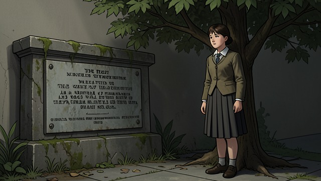 The School’s Symbol from "Beautiful". A Tree as Memorial An official gesture MacGreggor State College plants a tree beside a plaque and presents it as a reminder of community.