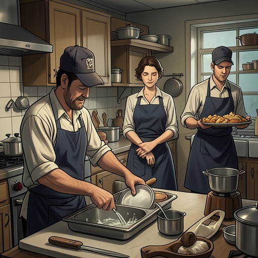 Make Magic at Magic Kebab from "Beautiful". Ricky’s comic workplace rules and everyday generosity give Ava and Gideon a setting where humor, work, and small acts of care counterbalance grief.