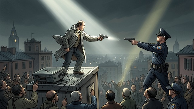 The Rooftop Capture from "Native Son". Flight Becomes a Siege A last stand above the streets Cornered on rooftops, Bigger strikes a searching officer with his gun and tries to evade others.