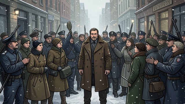 A Mob Nearly Takes Him from "Native Son". Justice Before the Station Capture in the street The crowd surrounds Bigger and shouts for him to be killed while police drag him through the snow.