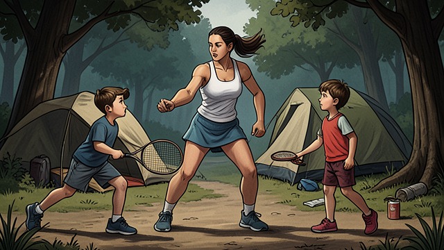 Work at Summer Camp from "Forever...". A Role of Her Own Becoming staff Katherine arrives at camp as an assistant tennis counselor rather than a camper.
