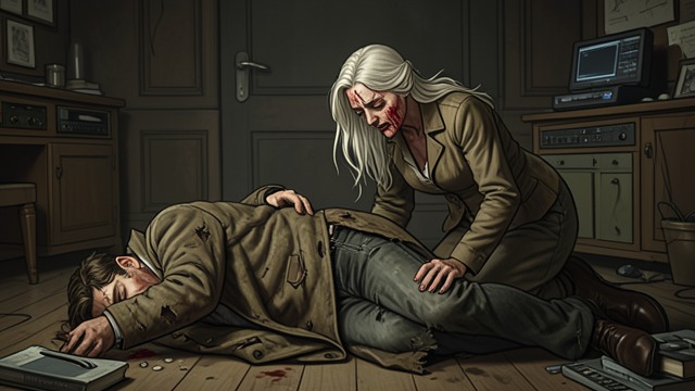 Terror Fulfilled from "The Fall of the House of Usher". Death in the Chamber The feared return Madeline appears at the doorway, wounded and exhausted.