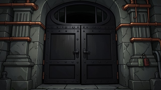 The Iron Door from "The Fall of the House of Usher". A Prison Sealed Heavy barriers The coffin is secured, and the massive iron door closes upon the vault.