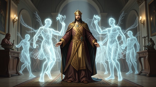 Harmony in the Palace from "The Fall of the House of Usher". Order and Music A ruler among spirits The poem shows spirits moving musically around a king, while echoes sing of his wisdom.