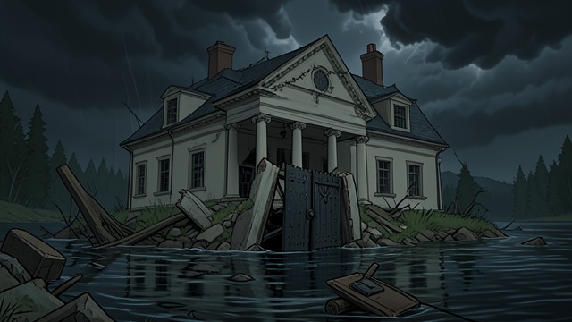 The Tarn Closes from "The Fall of the House of Usher". The House Disappears Final submergence The divided mansion falls into the deep water, and the tarn closes over its fragments.