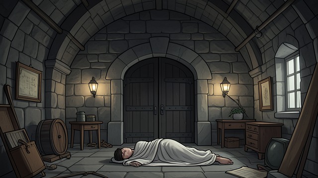 The Vault Beneath the Rooms from "The Fall of the House of Usher". A Household Turns Toward Burial Burial within the walls Roderick and the narrator carry Madeline below the rooms and seal her in a vault.