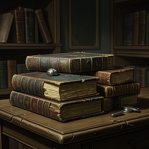 The Books of the House from "The Fall of the House of Usher". The strange books Roderick and the narrator read together create an intellectual atmosphere shaped by occult learning, death, and confinement.