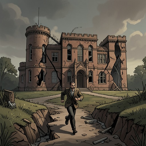 The Mansion’s Last Hours from "The Fall of the House of Usher". The mansion’s apparent endurance gives way to visible fracture and physical ruin, paralleling the final collapse of its occupants.