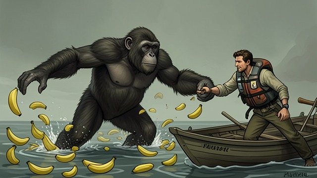 Floating to the Lifeboat from "Life of Pi". A Familiar Face at Sea An Apparition Pi Patel sees Orange Juice approach on floating bananas and briefly welcomes her as though she were a beloved guardian.