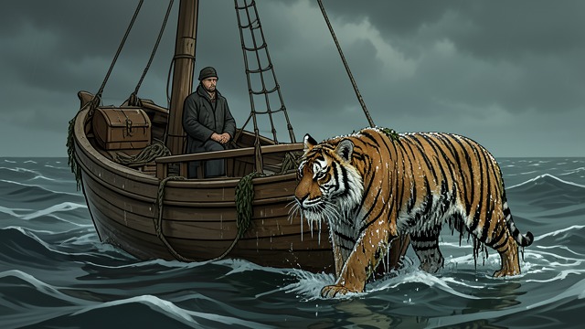 An Animal in the Boat from "Life of Pi". The Tiger Beyond Metaphor A Dangerous Presence Richard Parker’s hunger, fear, and territory make the Lifeboat a real habitat for a real predator within Pi…