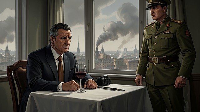 The News at Dinner from "Another Day of Life". The News at Dinner Death arrives after departure A soldier reaches the restaurant and reports that the enemy has attacked Balombo and Carlotta has died.