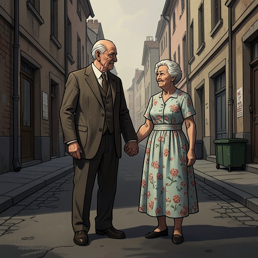 Don Silva and Dona Esmeralda from "Another Day of Life". This flow follows an elderly couple caught between flight, wealth, illness, and the limited time left to care for one another.