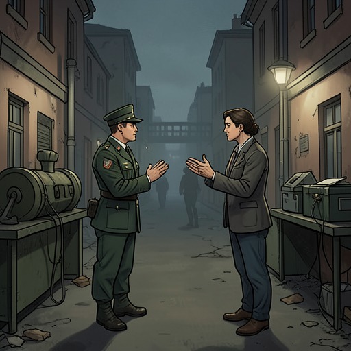 Prisoners and Guards from "Another Day of Life". This flow reframes the battle for Caxito through the conversations that briefly cross the line between captors and captives.