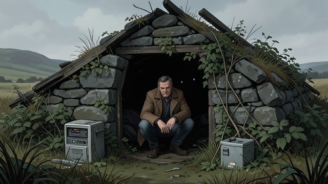 The Hut Reoccupied from "The Hound of the Baskervilles". The Hut Reoccupied Ancient shelter reused Holmes inhabits an abandoned stone hut, using old architecture as a modern hiding place.